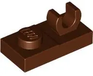 Brown Plate, Modified 1 x 2 with Open O Clip on Top