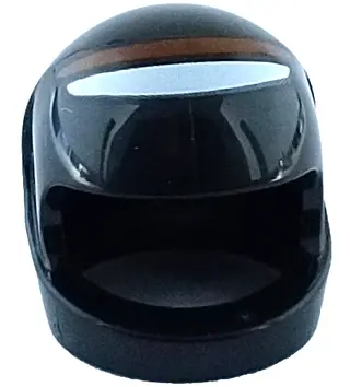 Minifigure, Headgear Helmet Motorcycle (Standard) with White and Reddish Brown Stripes Pattern (Gold
