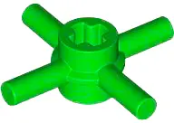 Green Technic, Axle Connector Hub with 4 Bars and Through Axle Hole