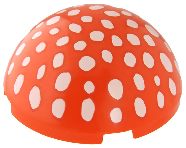 Orange Cylinder Hemisphere 4 x 4 with White Mushroom Spots Pattern