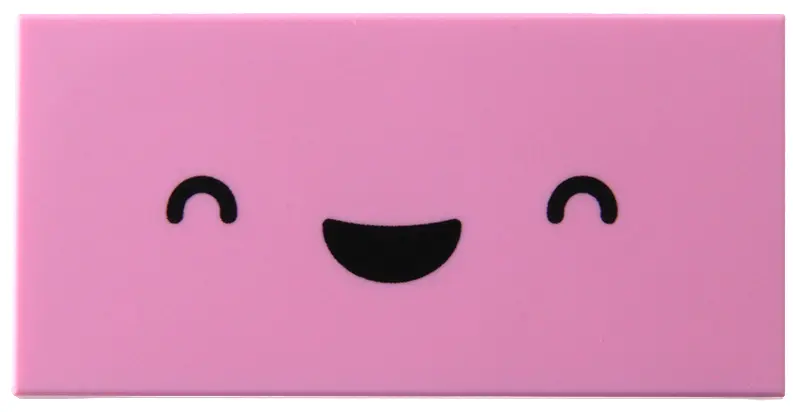 Pink Tile 2 x 4 with Black Eyes and Open Mouth Grin Pattern