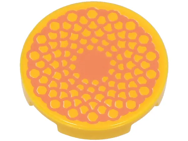 Tile, Round 2 x 2 with Bottom Stud Holder with Nougat Common Daisy Disc Florets (Flowers) Pattern
