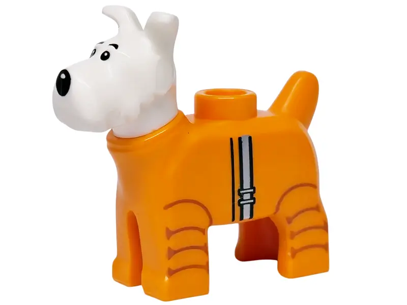 Dog, Wire Fox Terrier with Molded Orange Spacesuit and Printed Silver Belt and Black Eyes and Nose P