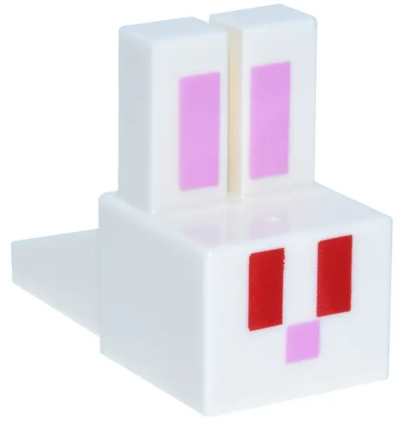Creature Head Pixelated with Long Ears with Bright Pink Auricles and Nose and Red Eyes Pattern (Mine