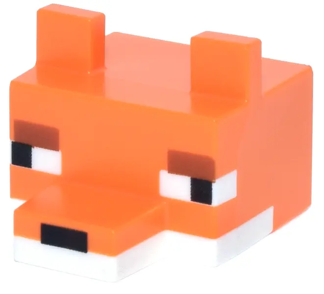Creature Head Pixelated with Molded White Lower Face and Eyes and Printed Black Eyes and Nose, Dark 