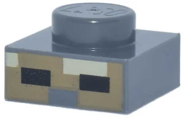 Bluish Gray Plate 1 x 1 with Pixelated Tan and Black Rectangles on Dark Tan Background Pattern (Mine