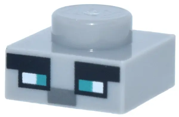 Bluish Gray Plate 1 x 1 with Dark Turquoise and White Squares, Dark Bluish Gray and Black Rectangles