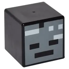 Minifigure, Head, Modified Cube with Pixelated Dark Bluish Gray Face with Eyes and Mouth Pattern (Mi