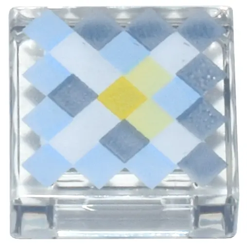 Tile 1 x 1 with Pixelated Bright Light Blue, Sand Blue, White and Yellow Squares Pattern (Minecraft 