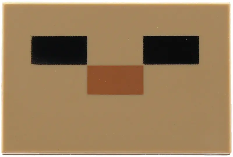 Tan Tile 2 x 3 with Black and Medium Brown Rectangles Pattern (Minecraft Baby Husk Face)