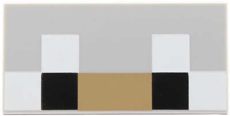Bluish Gray Tile 2 x 4 with Black and White Squares and Dark Tan Rectangle Pattern (Minecraft Baby W