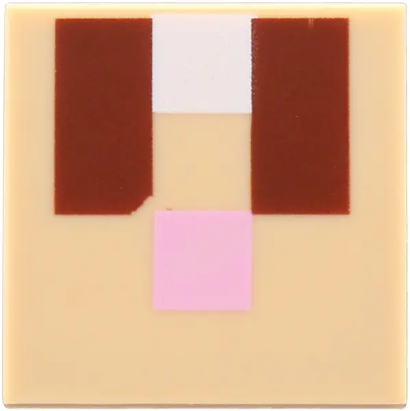 Tile 2 x 2 with Reddish Brown Rectangles, Bright Pink and White Squares Pattern (Minecraft Rabbit Fa