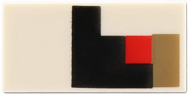 Tile 1 x 2 with Pixelated Black, Dark Tan Rectangle and Red Square Pattern Model Left Side (Minecraf