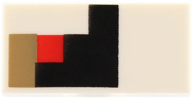 Tile 1 x 2 with Pixelated Black, Dark Tan Rectangle and Red Square Pattern Model Right Side (Minecra