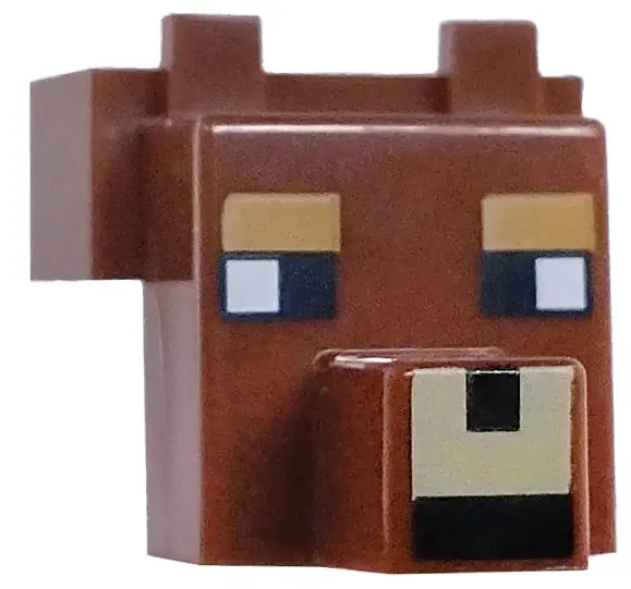 Brown Creature Head Pixelated with Snout with Black and White Eyes, Tan Muzzle, Medium Nougat Eyebro