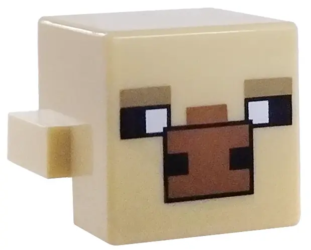 Creature Head Pixelated with Black and White Eyes, Medium Nougat Snout with Outline and Square Nostr