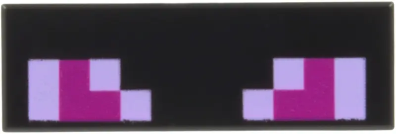 Tile 1 x 3 with Pixelated Bright Pink and Magenta Eyes Pattern (Minecraft Ender Dragon)