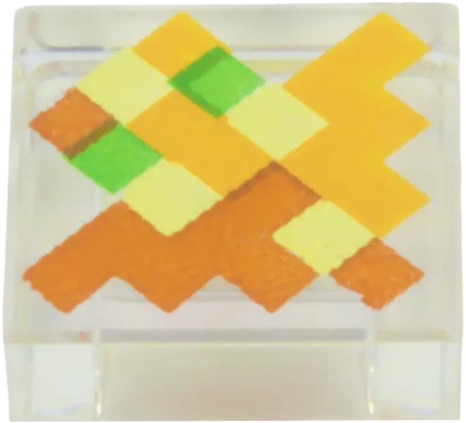Tile 1 x 1 with Pixelated Medium Brown, Bright Light Yellow, Bright Light Orange, and Bright Green S