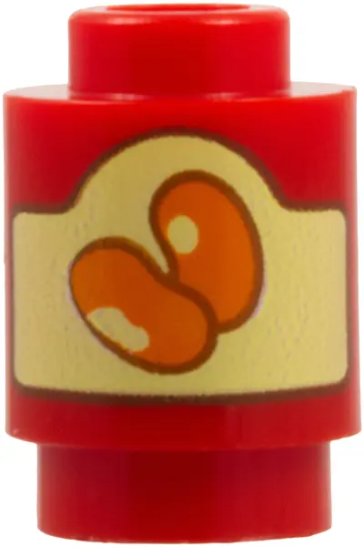 Brick, Round 1 x 1 with Orange Jelly Beans with Dark Orange Outlines on Bright Light Yellow Label wi