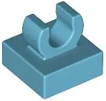 Azure Tile, Modified 1 x 1 with Open O Clip