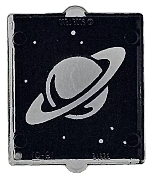 Glass for Window 1 x 2 x 2 Flat Front with Saturn and Dots on Black Background Pattern