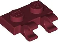 Red Plate, Modified 1 x 2 with 2 Open O Clips (Horizontal Grip)