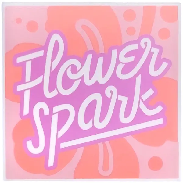 Tile 4 x 4 with Medium Lavender Outlined 'Flower Spark', Coral Flower on Warm Pink Background Patter