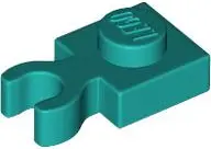 Turquoise Plate, Modified 1 x 1 with Open O Clip Thick (Vertical Grip)