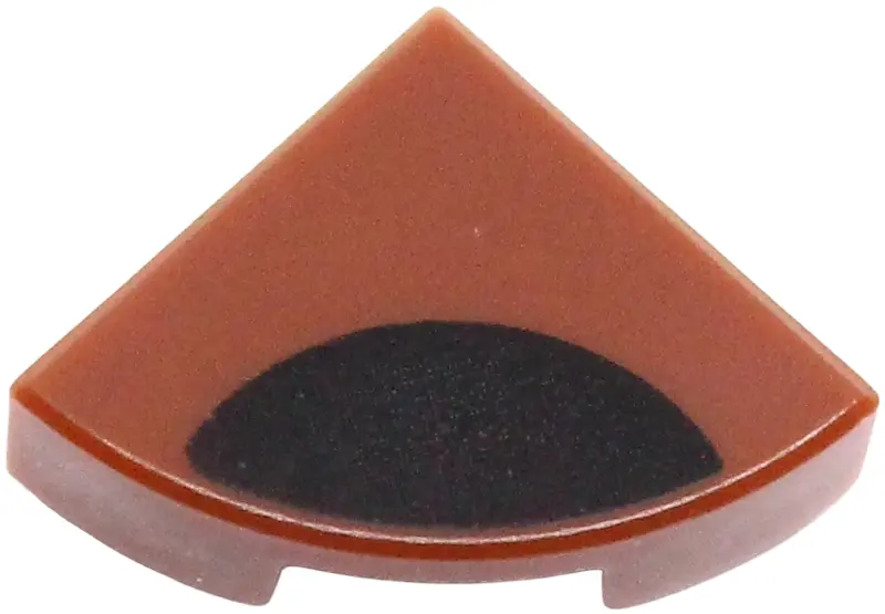 Brown Tile, Round 1 x 1 Quarter with Black Circle Segment Pattern
