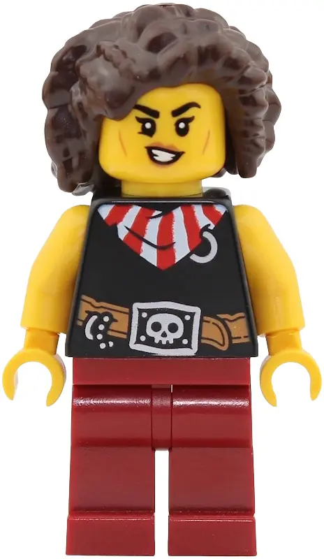 - Female, Black Top with Red and White Striped Bandana, Dark Red Legs, Dark Brown Hair
