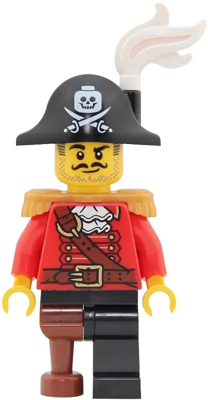 Captain - Male, Pearl Gold Epaulettes, Red Coat with White Ruffled Collar, Black Leg and Reddish Bro
