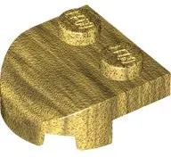 Gold Brick, Round 2 x 2 x 2/3 Half Circle Extended with 2 Studs and Curved Top