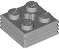 Bluish Gray Brick, Modified 2 x 2 x 2/3 Ribbed with Axle Hole