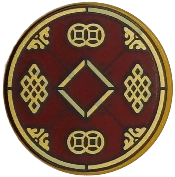 Gold Tile, Round 2 x 2 with Bottom Stud Holder with Gold Square, Ornaments, Diamond Lattices and Bro