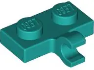 Turquoise Plate, Modified 1 x 2 with Clip on Side (Horizontal Grip)