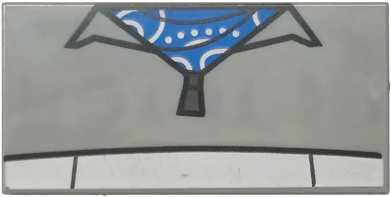 Bluish Gray Tile 2 x 4 with Cropped Shirt with Wide Collar and Zipper, Blue and White Bandana Patter