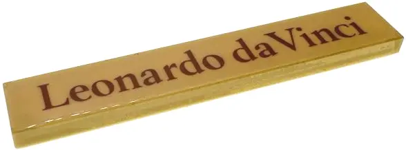 Tile 1 x 6 with Reddish Brown 'Leonardo da Vinci' Pattern
