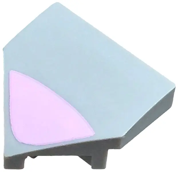 Bluish Gray Wedge 2 x 2 x 2/3 Pointed with Bright Pink Rounded Triangle Pattern (Bugs Bunny Nose)
