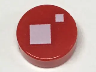 Red Tile, Round 1 x 1 with 2 White Squares Pattern (BrickHeadz Standard Eye)