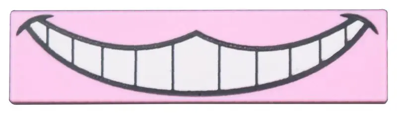 Pink Tile 1 x 4 with Black Mouth Smile with White Teeth Pattern