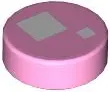 Pink Tile, Round 1 x 1 with 2 White Squares Pattern (BrickHeadz Standard Eye)