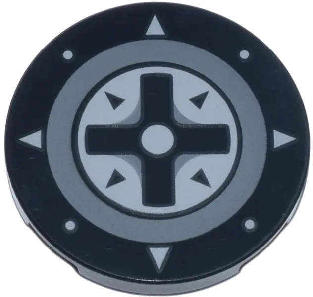 Tile, Round 3 x 3 with Dark Bluish Gray and Light Bluish Gray Game Controller Directional Pad (D-pad