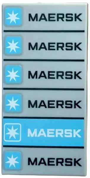 Bluish Gray Tile 2 x 4 with Black and White Maersk Logos on Stacked Containers (6 Total, 1 Medium Az