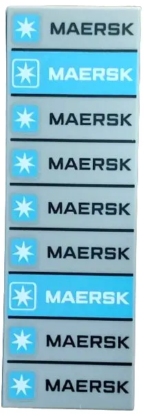 Bluish Gray Tile 2 x 6 with Black and White Maersk Logos on Stacked Containers (9 Total, 2 Medium Az