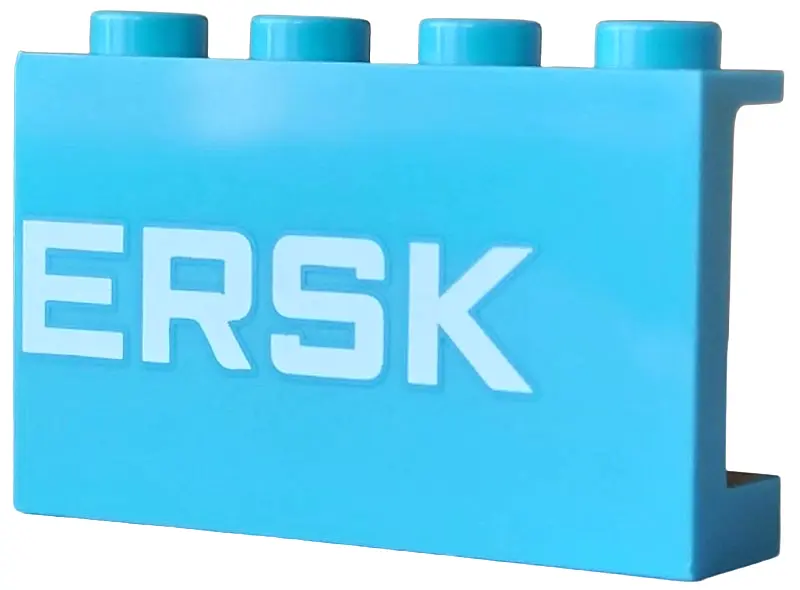 Azure Panel 1 x 4 x 2 with Side Supports - Hollow Studs with Maersk Logo Right Half / White 'ERSK' P