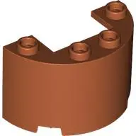 Orange Cylinder Half 2 x 4 x 2 with 1 x 2 Cutout