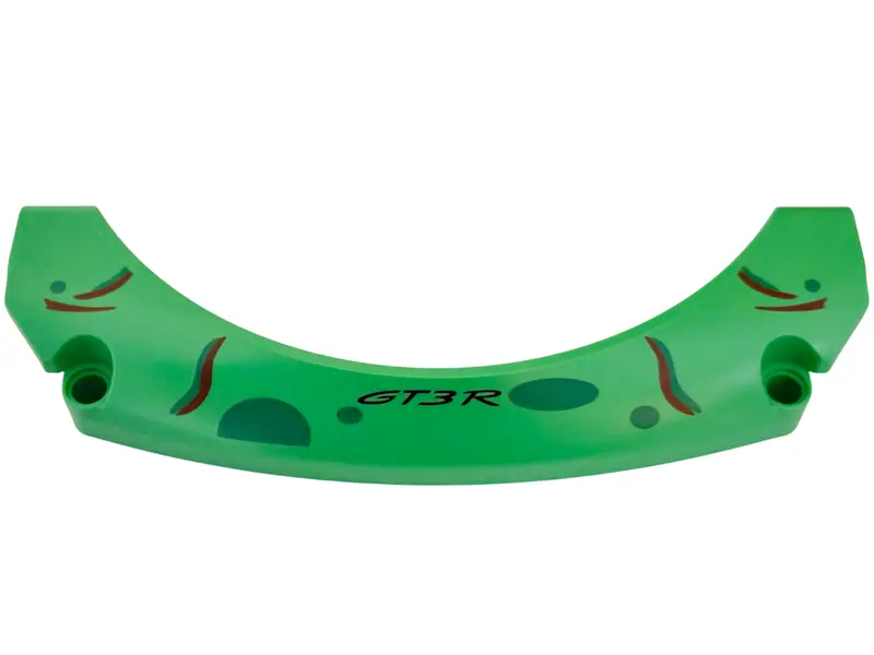 Green Technic, Panel Car Mudguard Arched #40 15 x 2 x 5 Rounded Top with Black 'GTR 3', Dark Red and