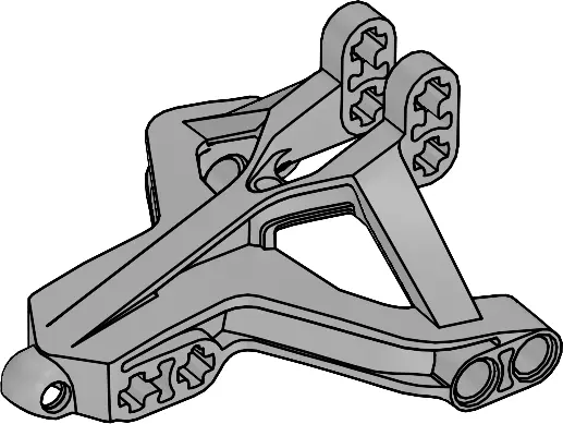 Light Bluish Gray Technic, Steering Arm 7 x 7 x 4 Wishbone with Upper Thin Liftarms with Axle Holes