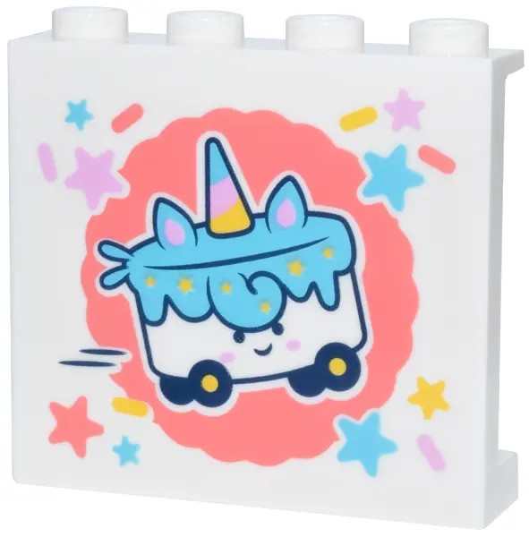 Panel 1 x 4 x 3 with Side Supports - Hollow Studs with Wheeled Cart with Medium Azure, Bright Pink, 