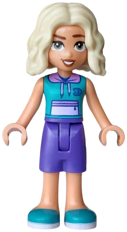 Nova - Dark Turquoise Sleeveless Hoodie, Dark Purple Shorts, Dark Turquoise Shoes
